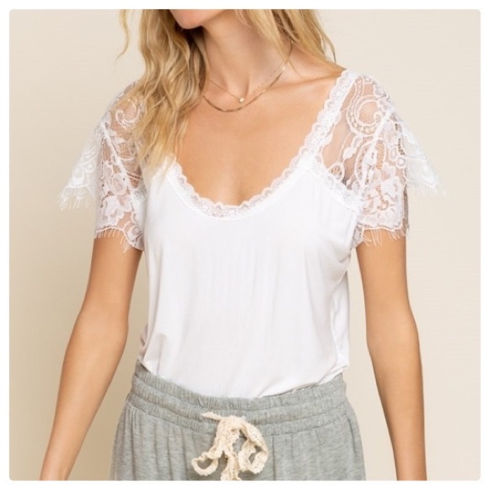 POL Sweetheart Scoop Neck Eyelash Tee - Picture 3 of 16